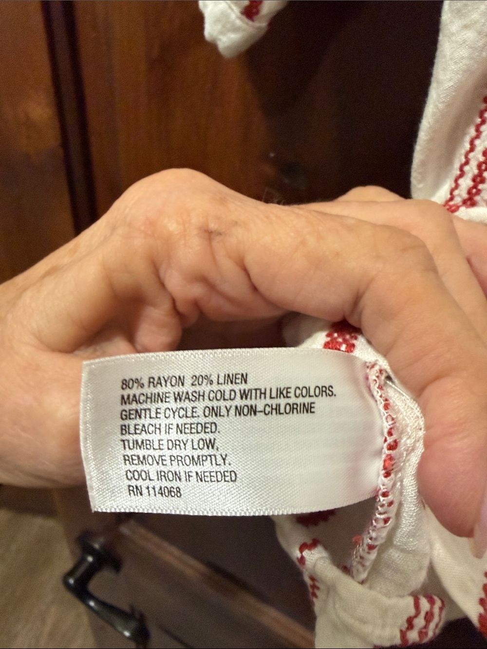 Evereve Cream Blouse with Red Stripes Button-Front Top - Picture 6 of 6